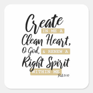 Psalm 51:10 Jesus Christliche Bibelverse Quadratischer Aufkleber