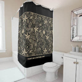Psalm 51 Anpassbare Pale Gold Floral Black Duschvorhang