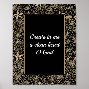 Psalm 51 Custom Bläserblass Gold Schwarzes Badezim Poster