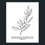 Psalm 52:8 poster<br><div class="desc">Psalm 52:8 Olive Branch Line Art Sketch Schwarz-Weiß</div>