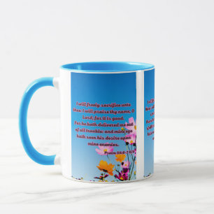 Psalm 54:6-7 KJV Bibelschrift Pic Two-Tone Tasse