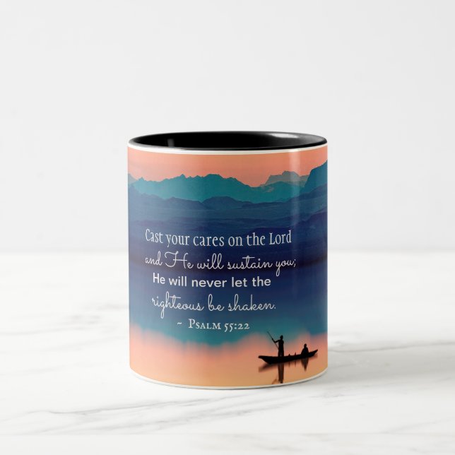 Psalm 55:22 Kühlen Sie Ihre Pflege auf der LORD Zweifarbige Tasse (Mittel)