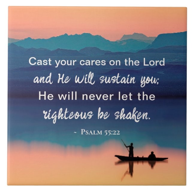 Psalm 55:22 Kümmern Sie sich um den LORD Fliese (Vorderseite)