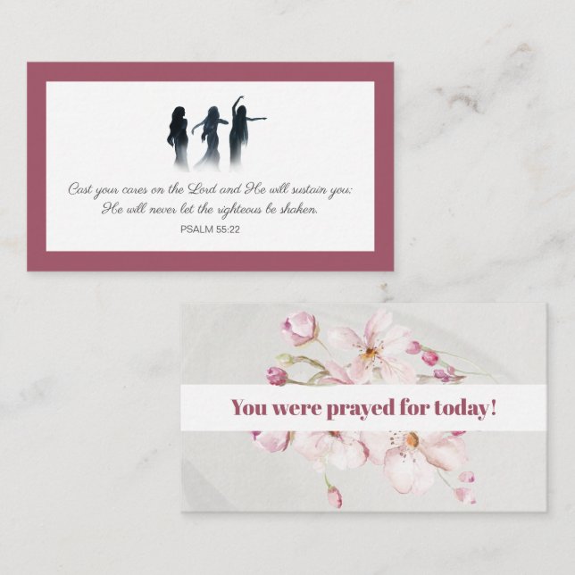 Psalm 55:22 You were prayed for Scripture Card Visitenkarte (Vorne/Hinten)