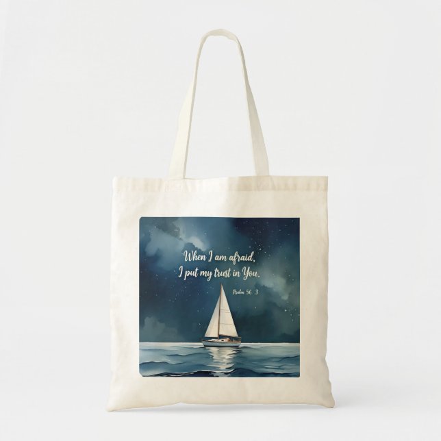 Psalm 56:3 When I am afraid trust in You, faith  Tragetasche (Vorne)