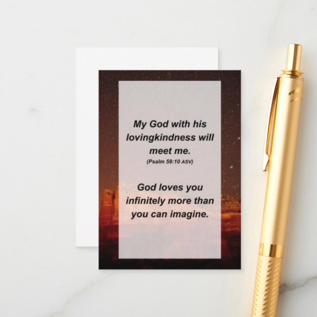 Psalm 59:10 Mein Gott mit Seiner liebevollen Güte  Begleitkarte (Vorderseite/Rückseite Beispiel)