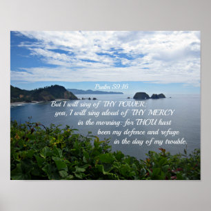 Psalm 59:16 Aber ich werde von deinem Power singen Poster