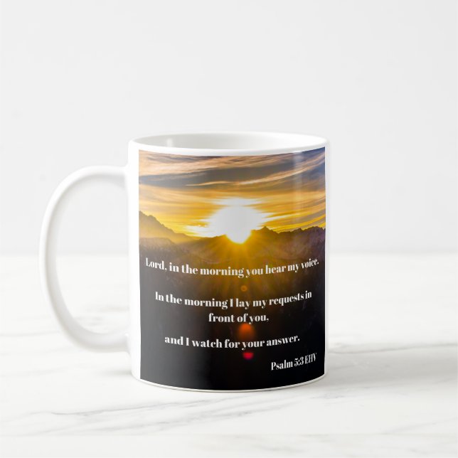 Psalm 5 Bibelverse am Morgen Kaffeetasse (Links)