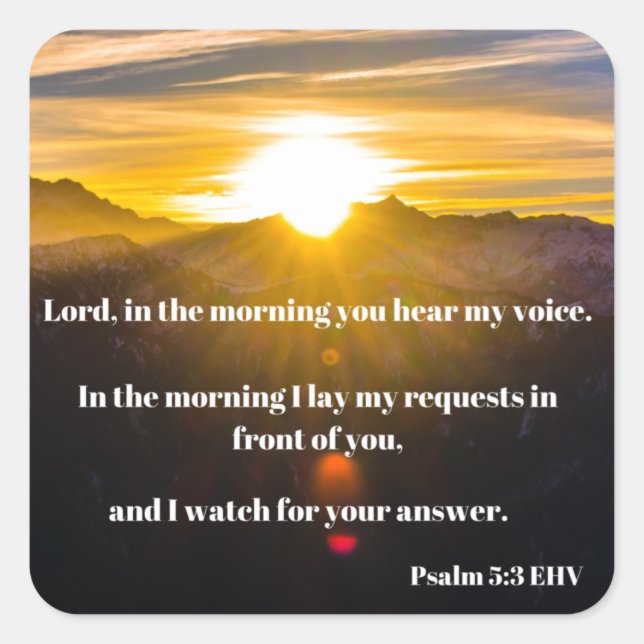 Psalm 5 Calming Bible Verse Quadratischer Aufkleber (Vorderseite)