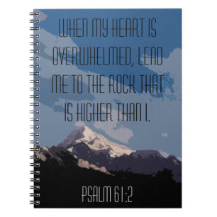 Psalm-61:2 Bibel-Vers-Zitat-Gebirgsgraphik Notizblock