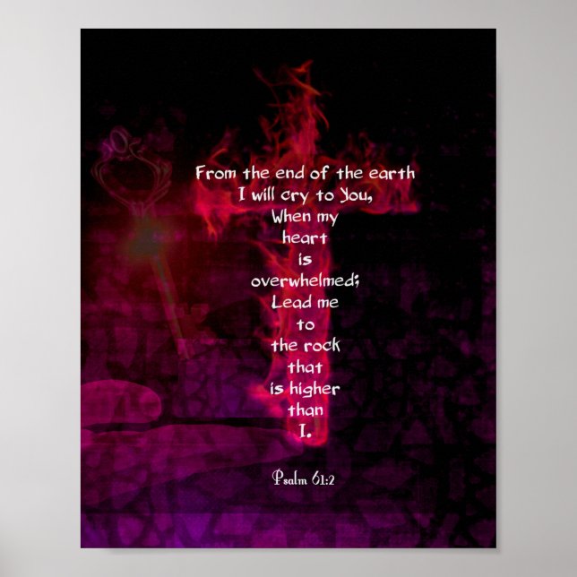 Psalm 61:2 Bibel Verse Inspiration Zitat Poster (Vorne)