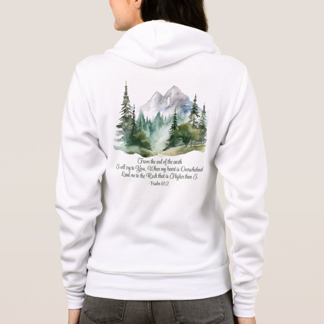 Psalm 61:2 Führe mich zum Rock-Bibelberg Hoodie (Rückseite)