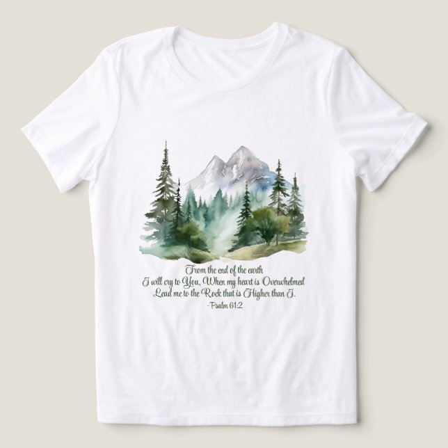 Psalm 61:2 Führe mich zum Rock-Bibelberg Tri-Blend Shirt (Design Vorderseite)