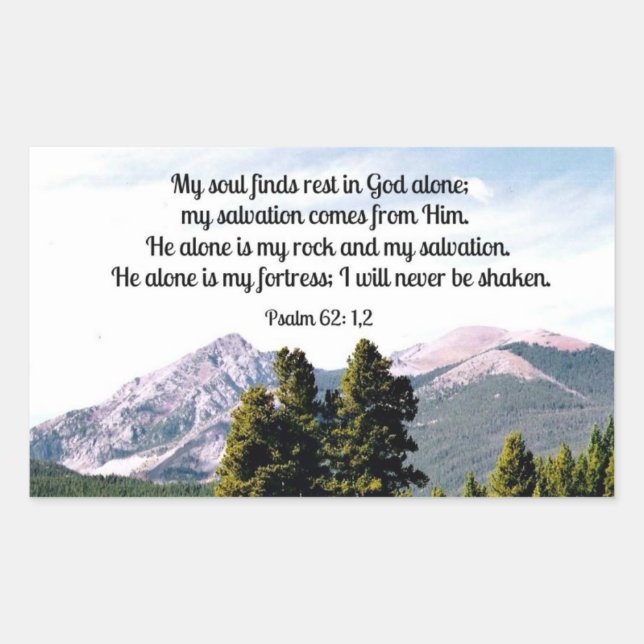 Psalm 62:1,2 rechteckiger aufkleber (Vorderseite)