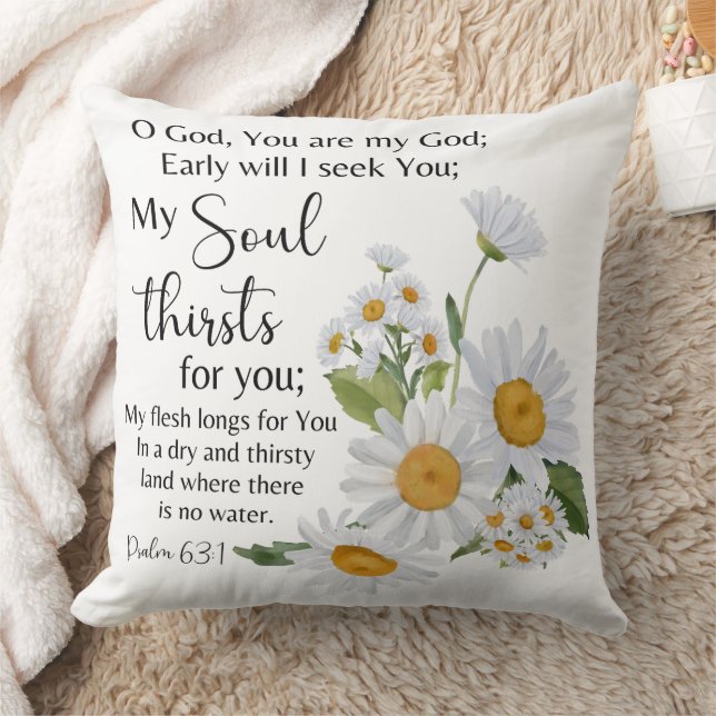Psalm 63:1 Bibelschrift - Kamille Blume Kissen (Decke)