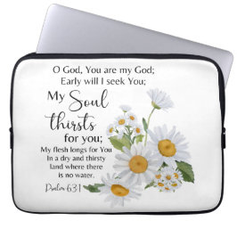 Psalm 63:1 Bibelschrift - Kamille Blume Laptopschutzhülle