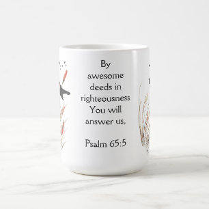 Psalm 65:5 Bibelschrift: Du antwortest auf Blackbi Tasse