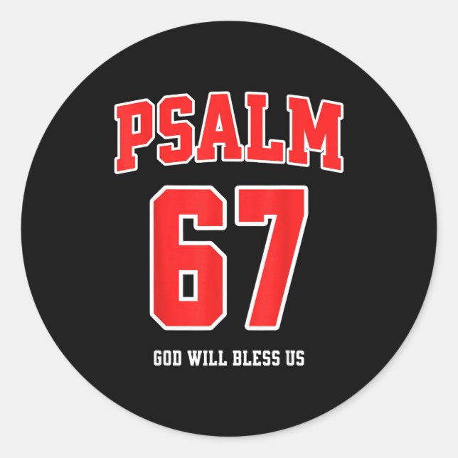 Psalm 67 God Will Bless Us Varsity Number 67  Runder Aufkleber (Vorderseite)