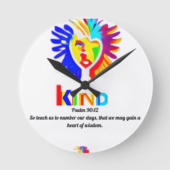 Psalm 90:12 LK Logouhr - Zeit mit Zweck Runde Wanduhr (Vorderseite)