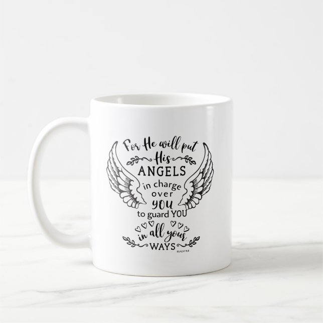 Psalm 91:11 Bibelschrift Verse Angels Garde Kaffeetasse (Links)