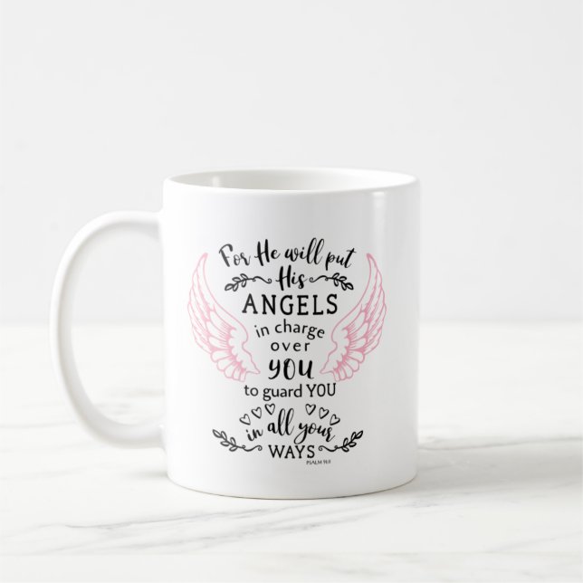 Psalm 91:11 Bibelschrift Verse Angels Garde Kaffeetasse (Links)