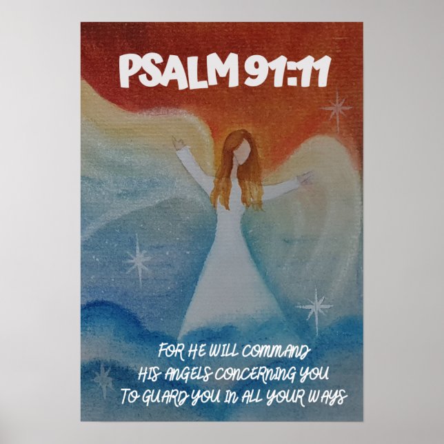 Psalm 91:11 Er wird seine Engel befehligen Poster (Vorne)
