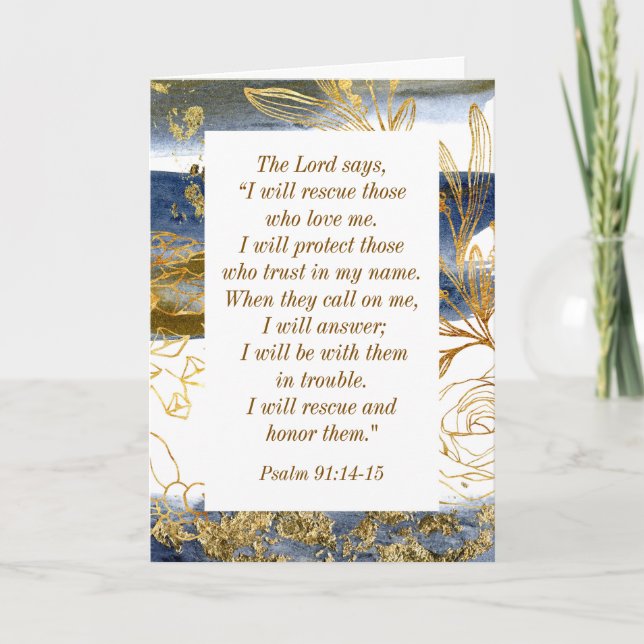 Psalm 91:14-15 Der Herr sagt, ich werde die Bibel  Karte (Vorderseite)