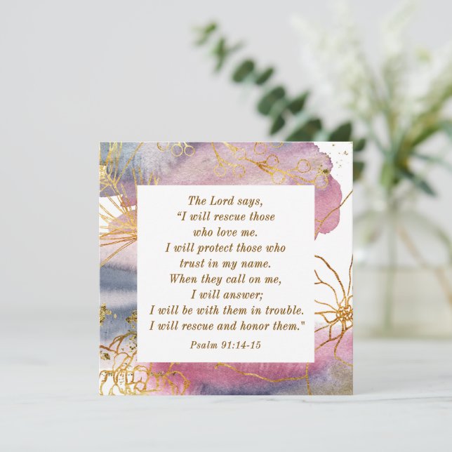 Psalm 91:14-15 Lord sagt, ich werde die Bibelkarte (Stehend Vorderseite)