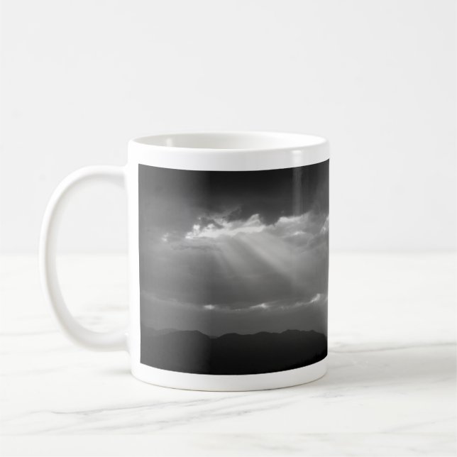 Psalm-91:1, 2 auf einer BW-Landschaft Tasse (Links)