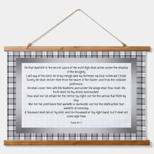 Psalm 91:1-7 wandteppich mit holzrahmen