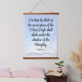Psalm 91:1 wandteppich mit holzrahmen