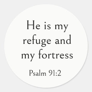 Psalm 91:2 Bibelvers, Schrift für Schutz, Runder Aufkleber