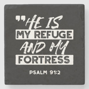 Psalm 91:2 - Meine Zuflucht und meine Festung Chri Steinuntersetzer