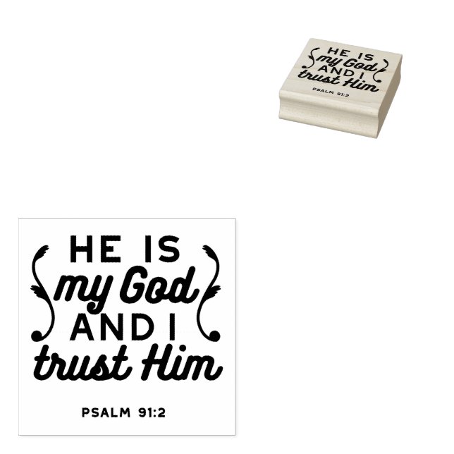 Psalm 91:2 – Trust in God Christian Bible Verse Gummistempel (Stempel)