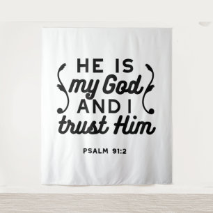 Psalm 91:2 – Vertraue auf Gott Christlicher Bibelv Wandteppich