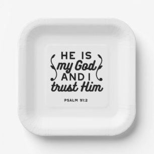 Psalm 91:2 – Vertrauen in Gott Christlicher Bibelv Pappteller