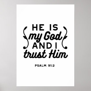Psalm 91:2 – Vertrauen in Gott Christlicher Bibelv Poster
