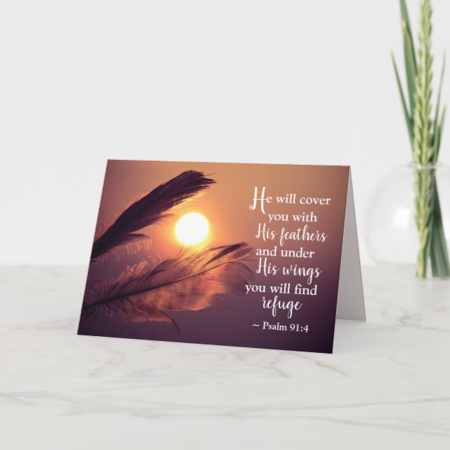Psalm-91:4 bedeckt er Sie mit seinen Federn Karte (Vorderseite)