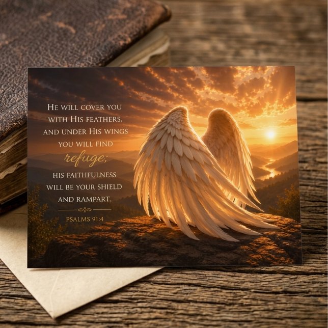 Psalm 91:4 Christliche Ermutigung Postkarte (Von Creator hochgeladen)