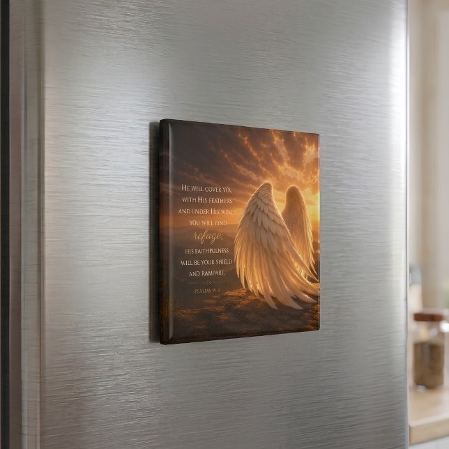 Psalm 91:4 Engelsflügel Christliche Schrift Magnet (Von Creator hochgeladen)