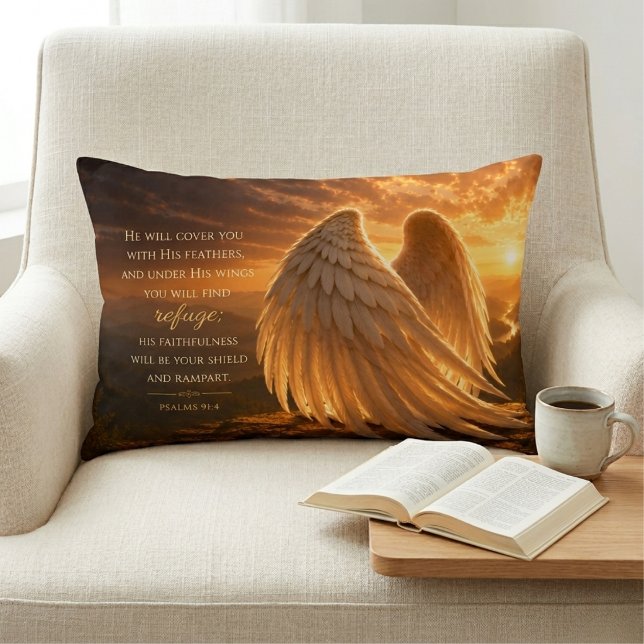 Psalm 91:4 Engelsschwingen Christlich Dekokissen (Von Creator hochgeladen)