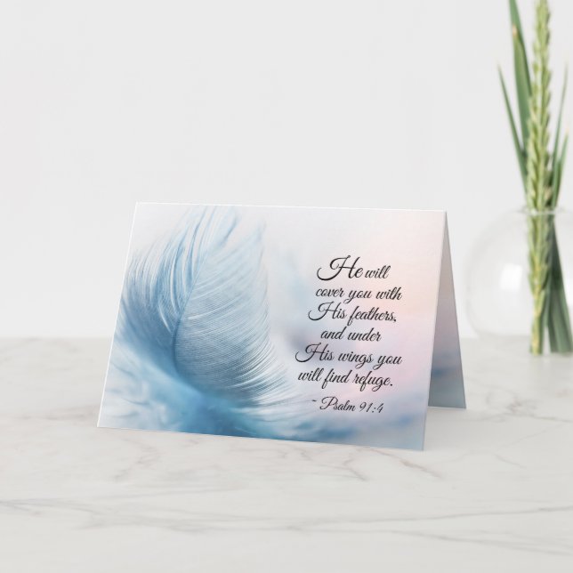 Psalm 91:4 Er wird dich mit Seinen Federn bedecken Karte (Vorderseite)