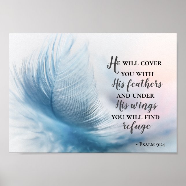 Psalm 91:4 Er wird dich mit Seinen Federn bedecken Poster (Vorne)