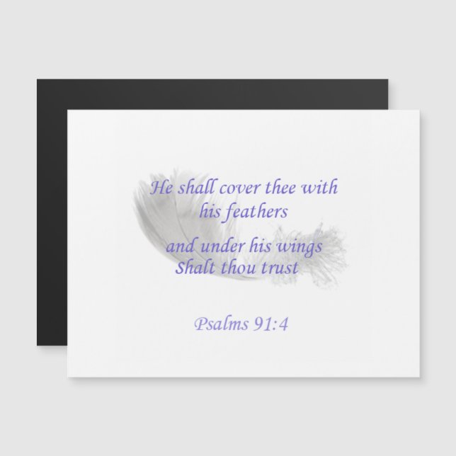 Psalm 91:4 Er wird dich mit seinen Federn decken Magnetkarte (Vorne/Hinten)