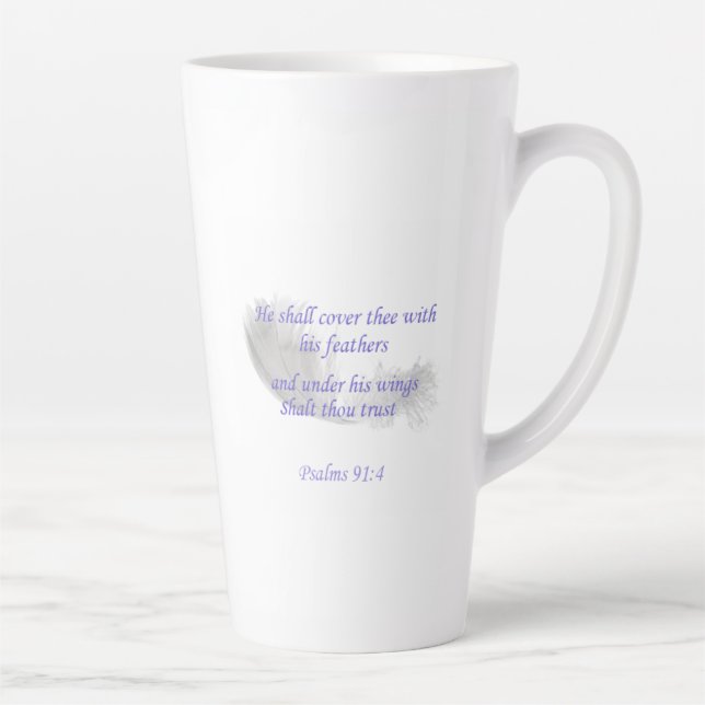 Psalm 91:4 Er wird dich mit seinen Federn decken Milchtasse (Rechts)