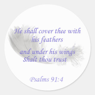 Psalm 91:4 Er wird dich mit seinen Federn decken Runder Aufkleber
