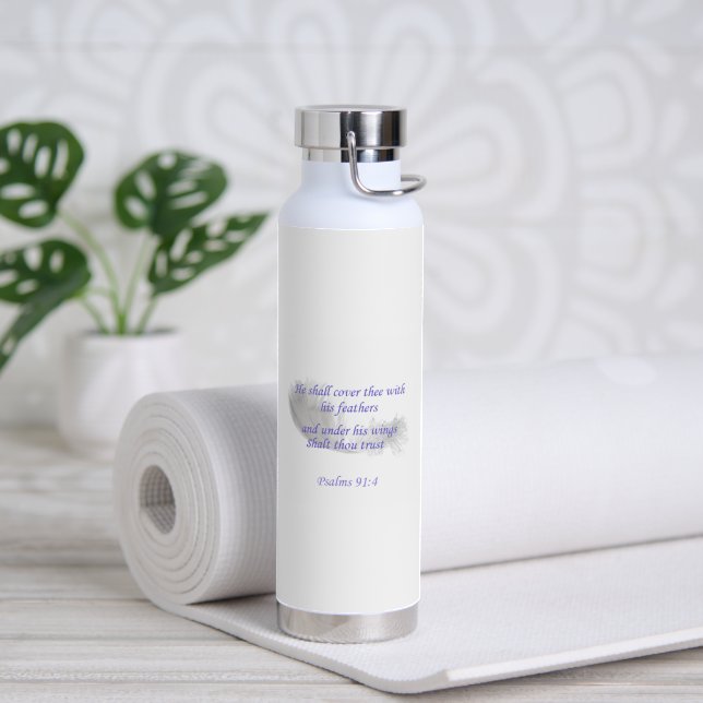 Psalm 91:4 Er wird dich mit seinen Federn decken Trinkflasche (Yoga (gedreht))