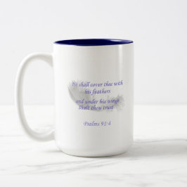 Psalm 91:4 Er wird dich mit seinen Federn decken Zweifarbige Tasse