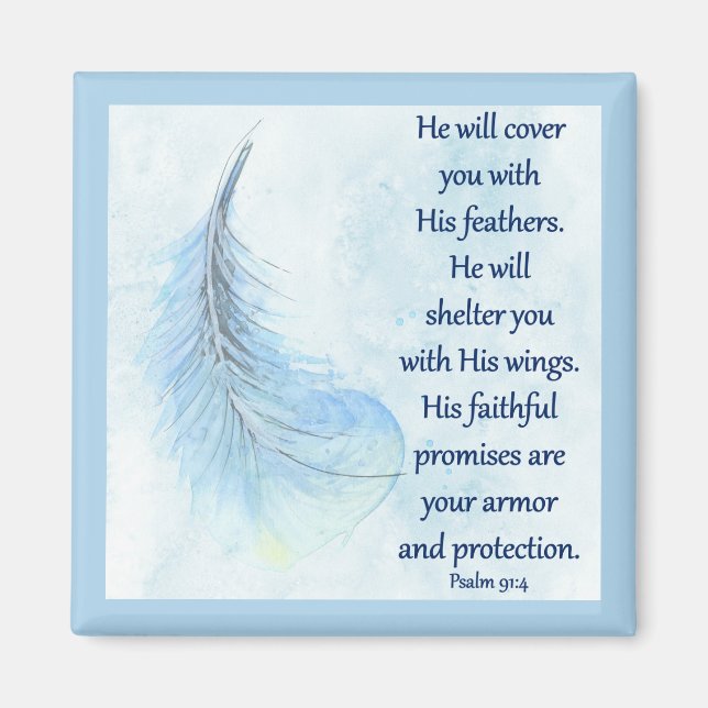 Psalm 91:4 Feather Magnet (Vorne)