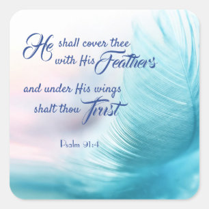 Psalm 91:4 King James Square Stickers